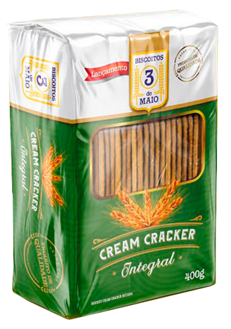 BISCOITO CREAM CRACKER INTEGRAL 350G 3 DE MAIO