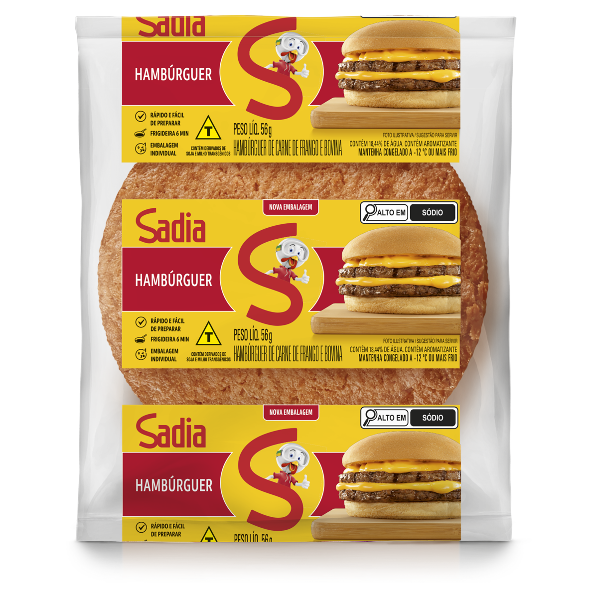 HAMBÚRGUER DE CARNE DE FRANGO E BOVINA SADIA PACOTE 56G 0