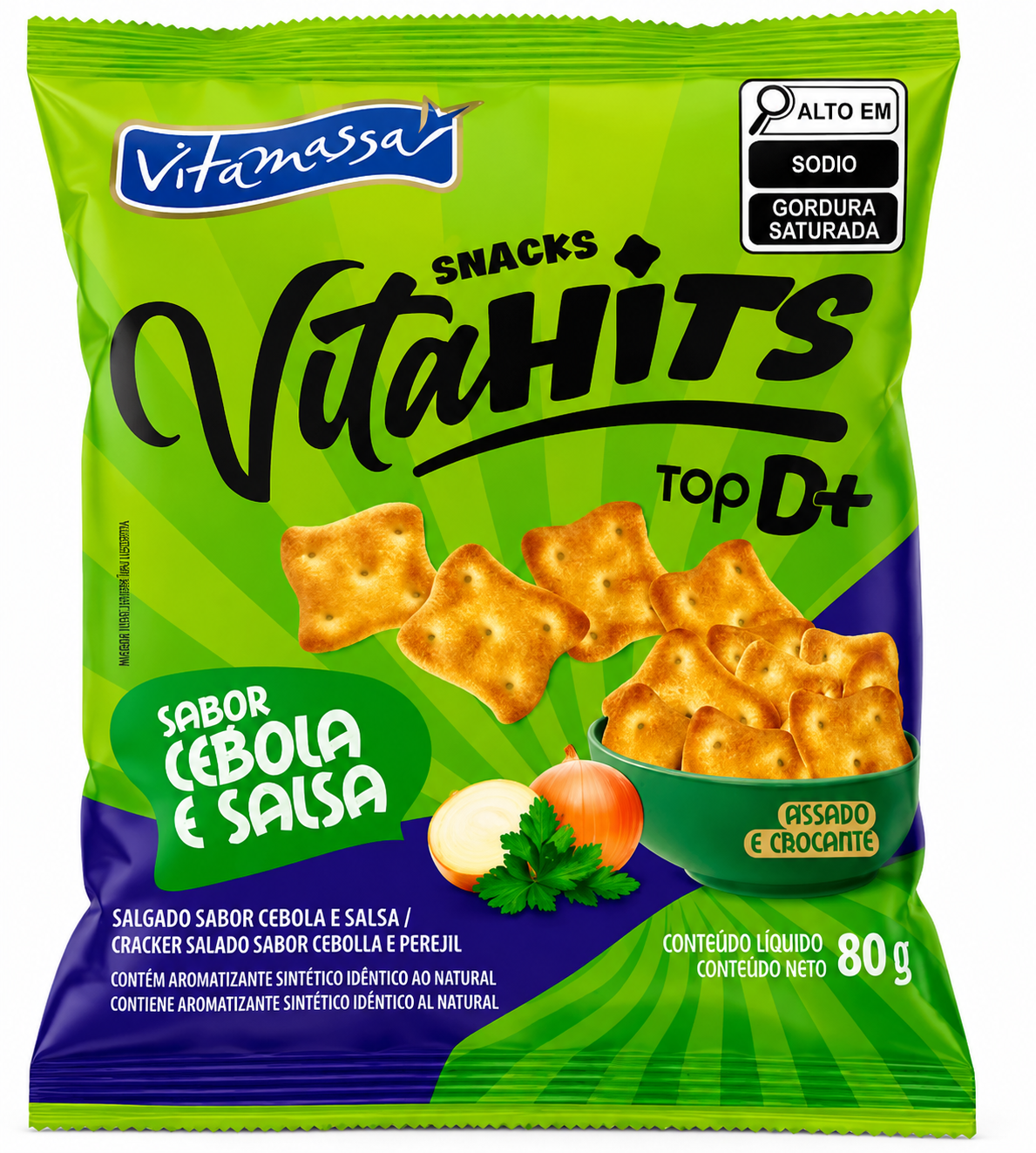 BISCOITO VITAHITS VITAMASSA SABOR CEBOLA E SALSA 80G