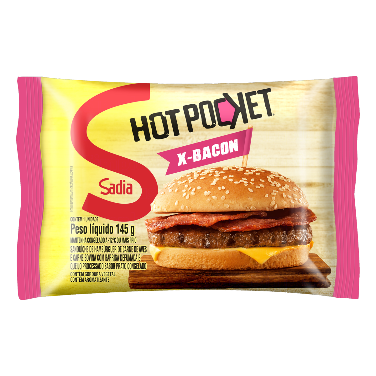 SANDUÍCHE CONGELADO X-BURGUER BACON SADIA HOT POCKET PACOTE 145G 0