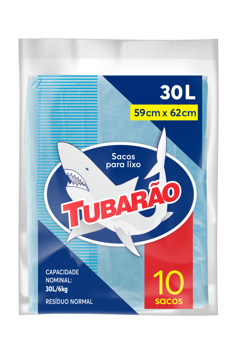 SACO PARA LIXO 30L TUBARÃO 10 UNIDADES