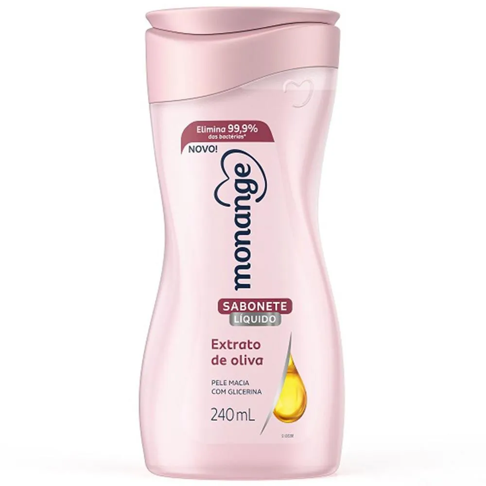 SABONETE LÍQUIDO MONANGE EXTRATO DE OLIVA COM 240ML