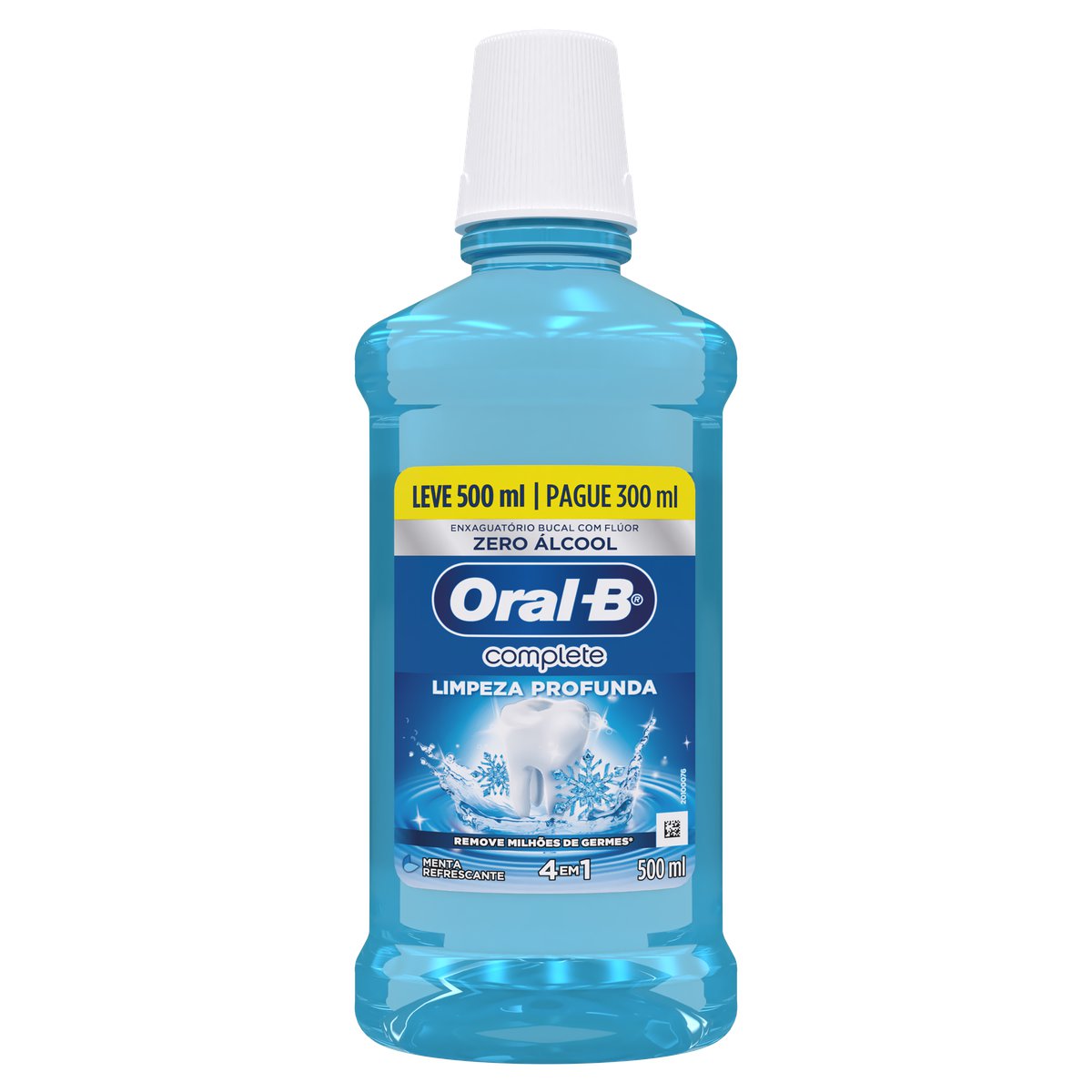 ENXAGUANTE BUCAL ZERO ÁLCOOL MENTA REFRESCANTE ORAL-B COMPLETE LIMPEZA PROFUNDA FRASCO LEVE 500ML PAGUE 300ML 0