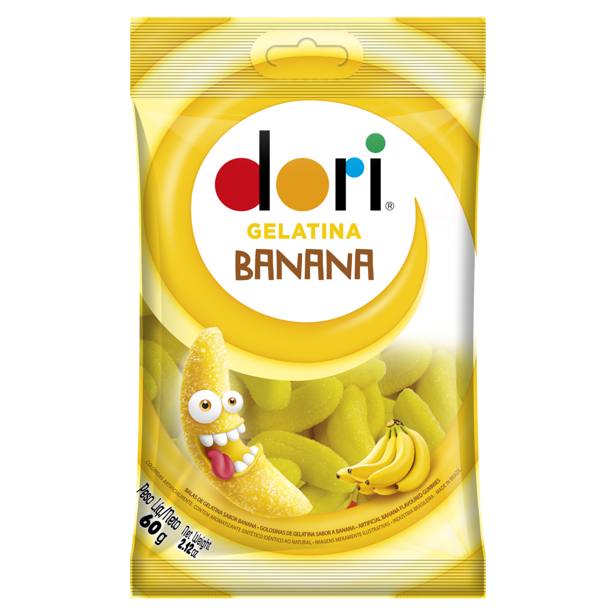 BALA DE GELATINA BANANA DORI PACOTE 60G