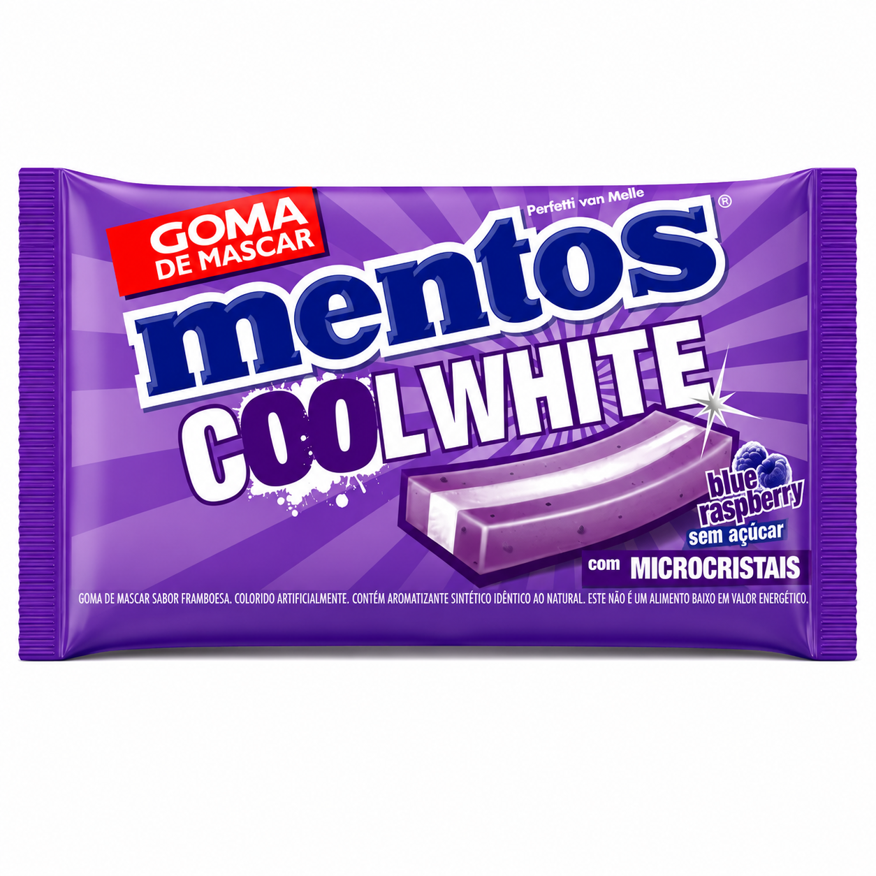 GOMA DE MASCAR MENTOS COOL WHITE BLUE RASPBERRY SEM AÇÚCAR COM 5UN