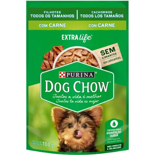 ALIMENTO PARA CÃES FILHOTES CARNE PURINA DOG CHOW EXTRA LIFE SACHÊ 100G 0