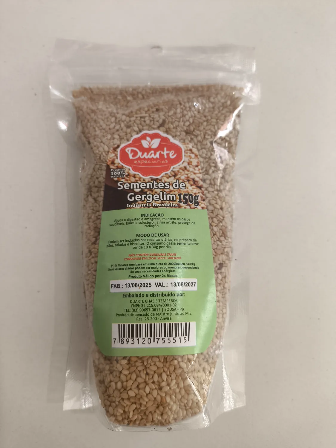 SEMENTE DE GERGELIN DUARTE 150G
