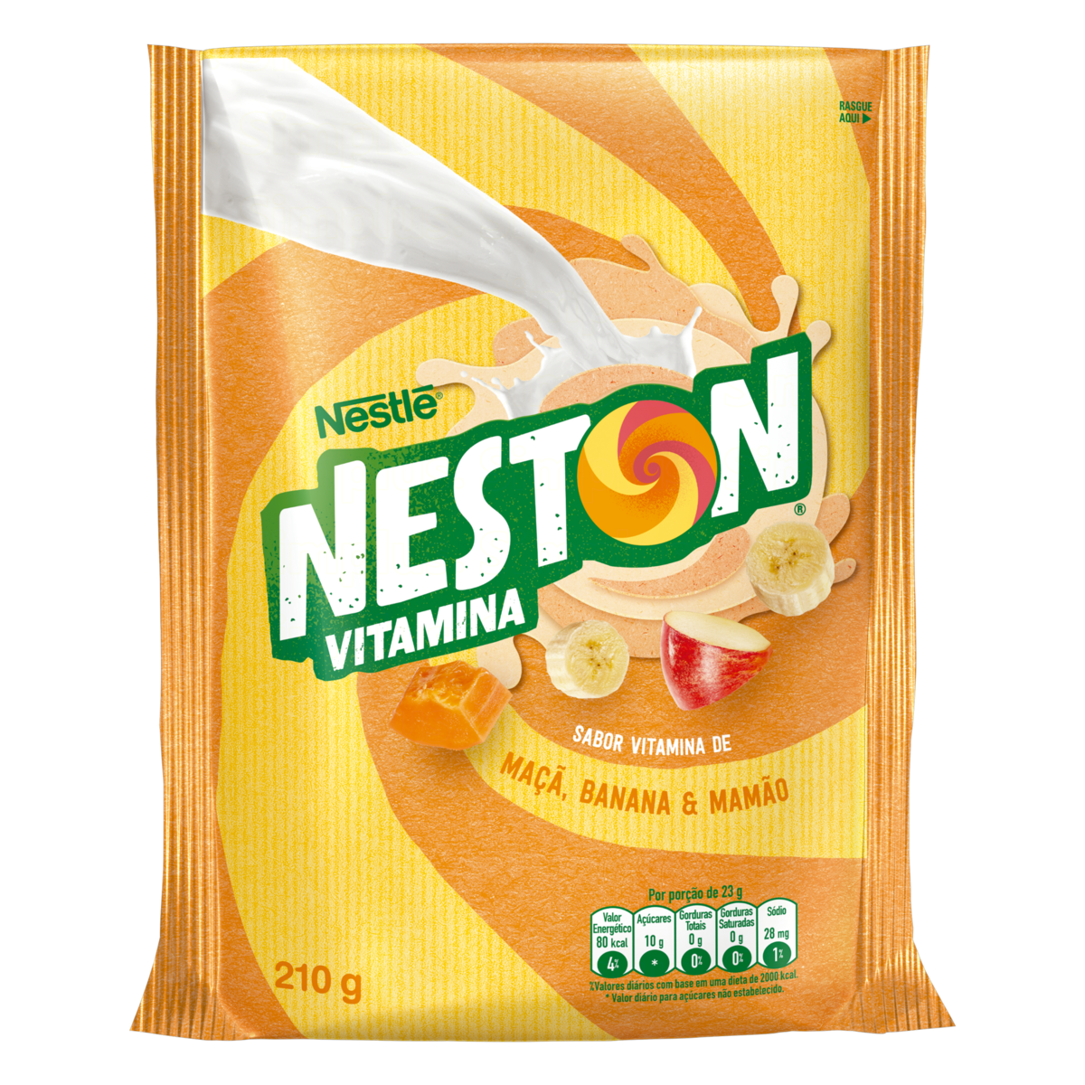 PÓ PARA PREPARO DE BEBIDA VITAMINA DE MAÇÃ, BANANA & MAMÃO NESTON PACOTE 210G