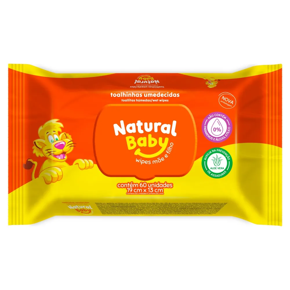 TOALHA UMEDECIDA SUAVE NATURAL BABY WIPES MAE E FILHO 50UN