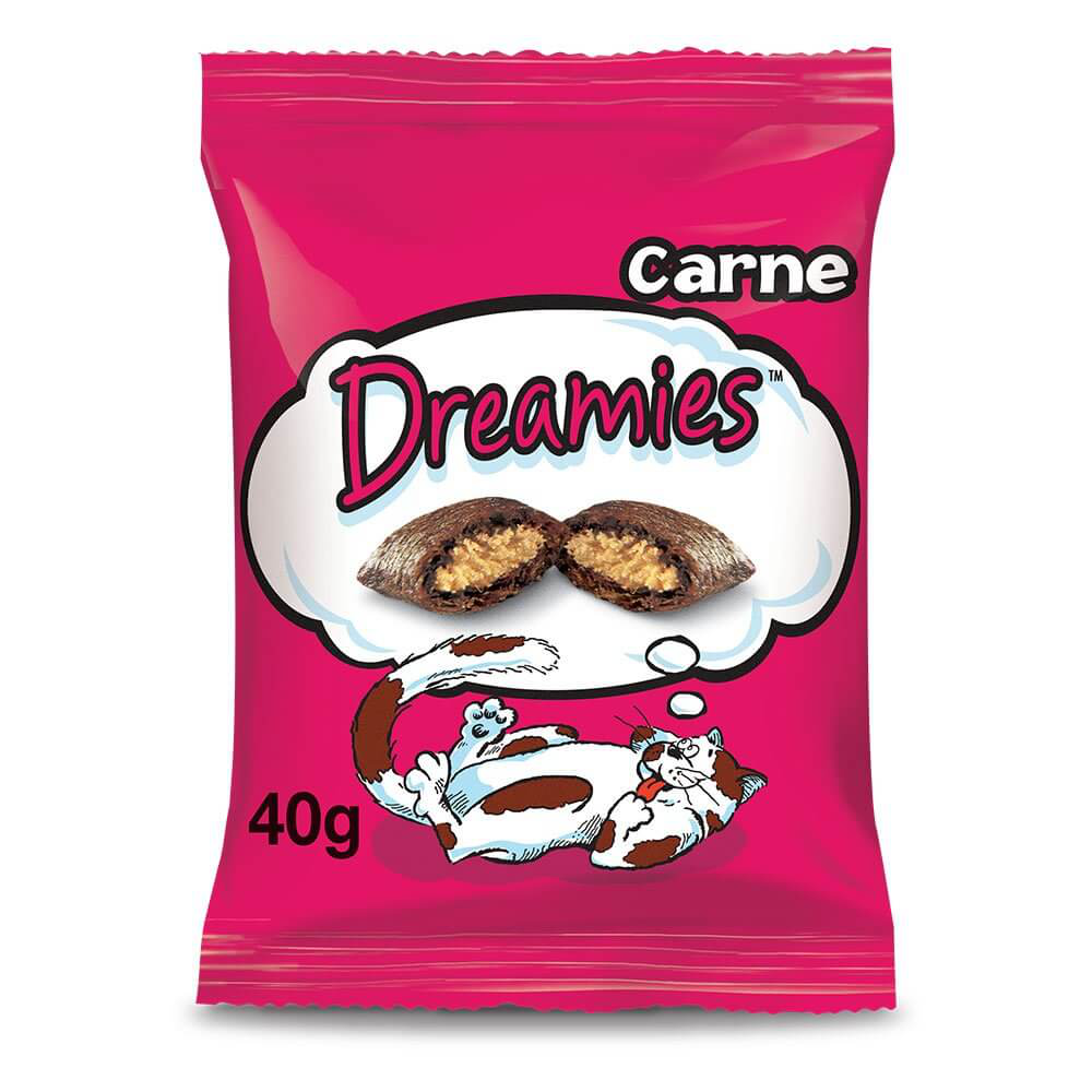 PETISCO PARA GATOS ADULTOS CARNE DREAMIES PACOTE 40G