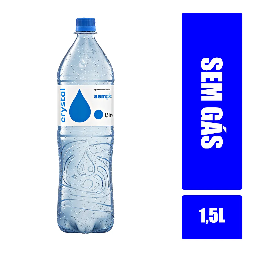 ÁGUA MINERAL NATURAL SEM GÁS CRYSTAL GARRAFA 1,5L