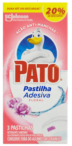 DETERGENTE SANITÁRIO PASTILHA ADESIVA FLORAL PATO 3 UNIDADES GRÁTIS 20% DE DESCONTO 0