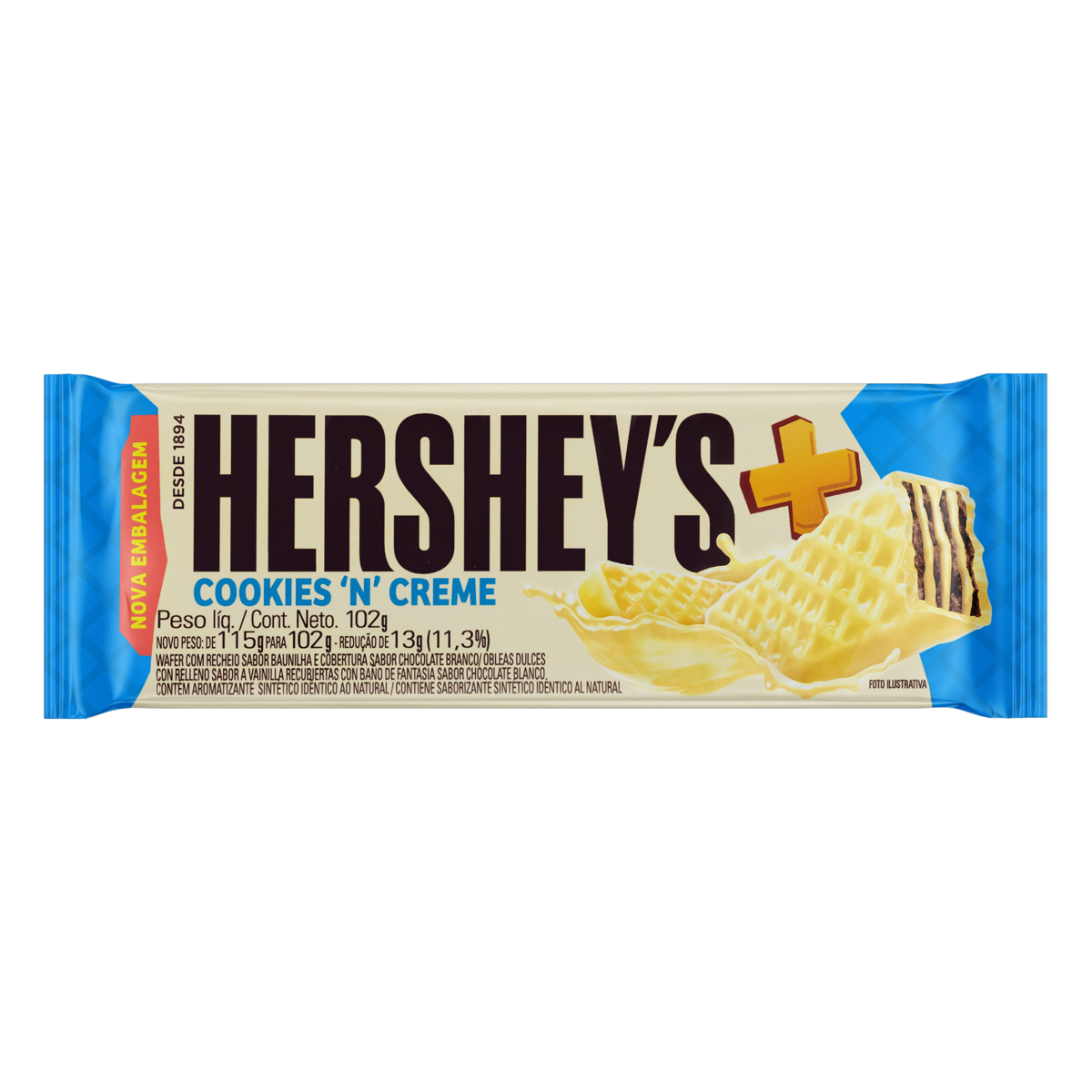 WAFER COOKIES N CREME HERSHEYS MAIS PACOTE 102G 0