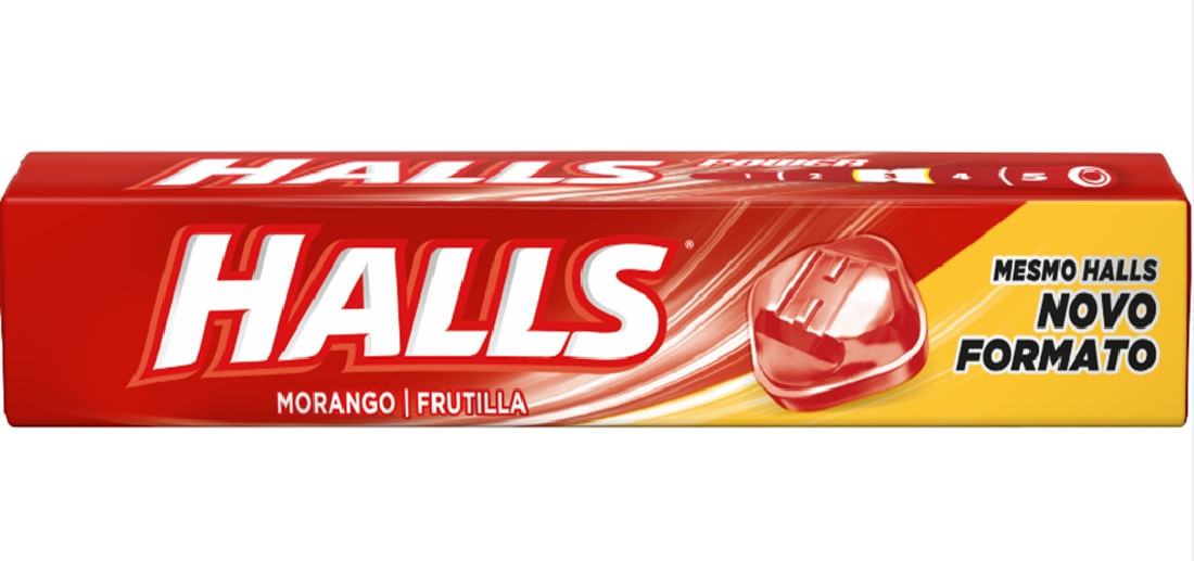 BALA MORANGO HALLS PACOTE 28G