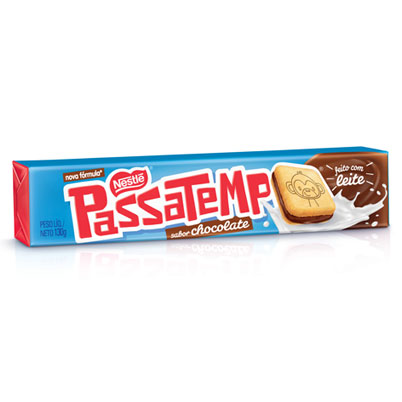 BISCOITO RECHEIO CHOCOLATE PASSATEMPO PACOTE 130G