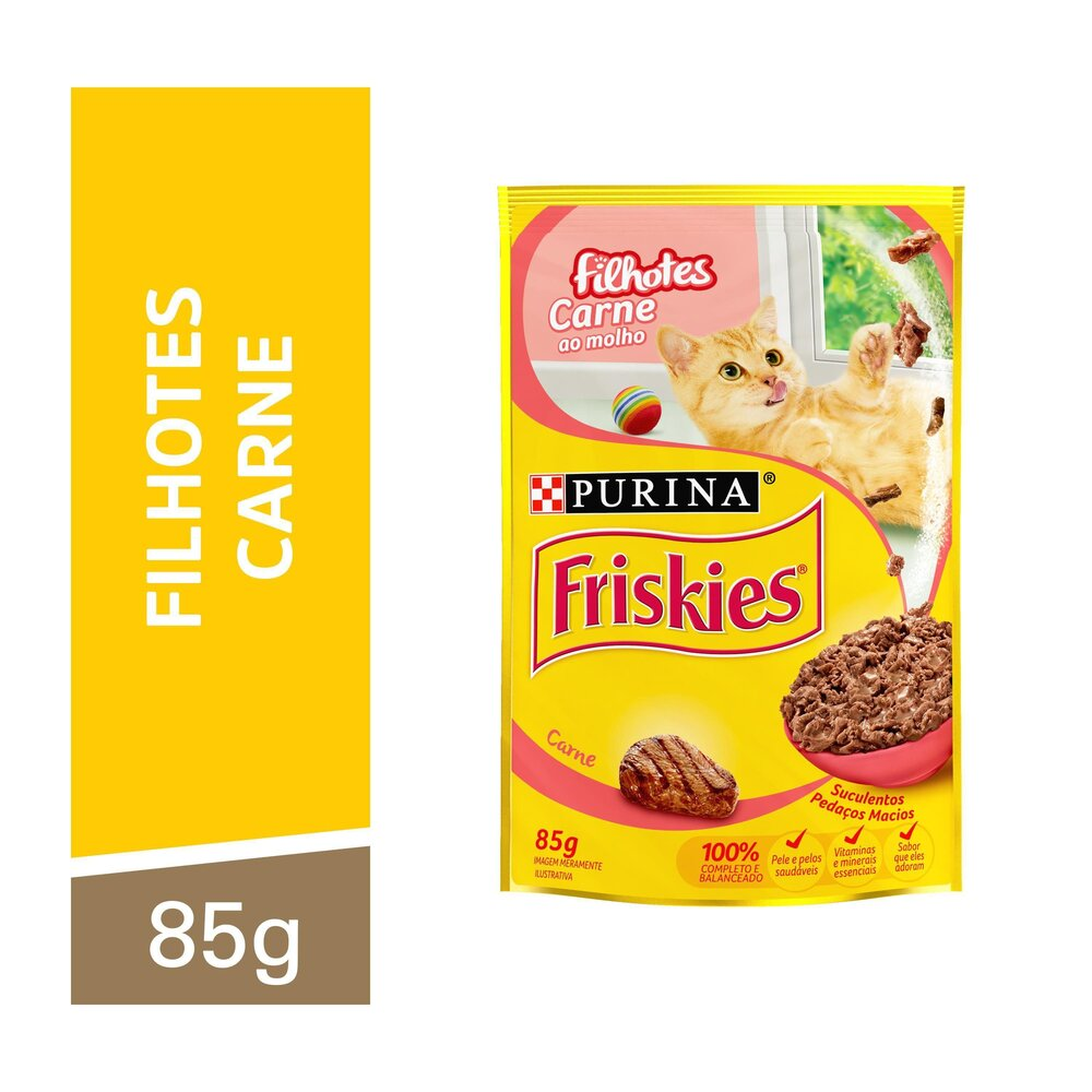 ALIMENTO PARA GATOS FILHOTES CARNE AO MOLHO PURINA FRISKIES SACHÊ 85G