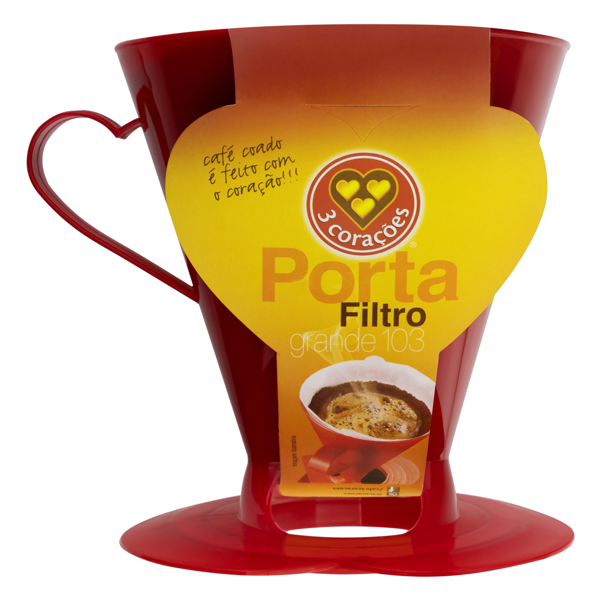 SUPORTE PARA FILTRO DE CAFÉ VERMELHO 3 CORAÇÕES 103 0