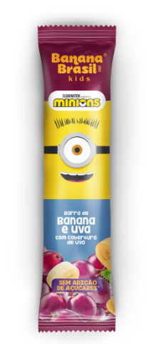 BARRA DE FRUTAS BANANA E UVA COBERTURA UVA MINIONS BANANA BRASIL KIDS PACOTE 22G