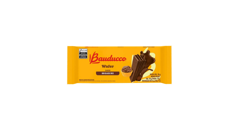 BISCOITO WAFER RECHEIO BRIGADEIRO BAUDUCCO PACOTE 70G