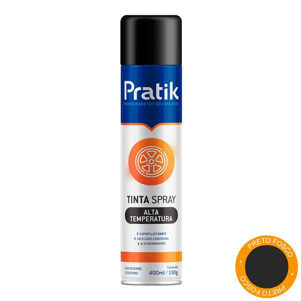 TINTA SPRAY PRATIK ALTA TEMPERATURA PRETO FOSCO 400ML/190G