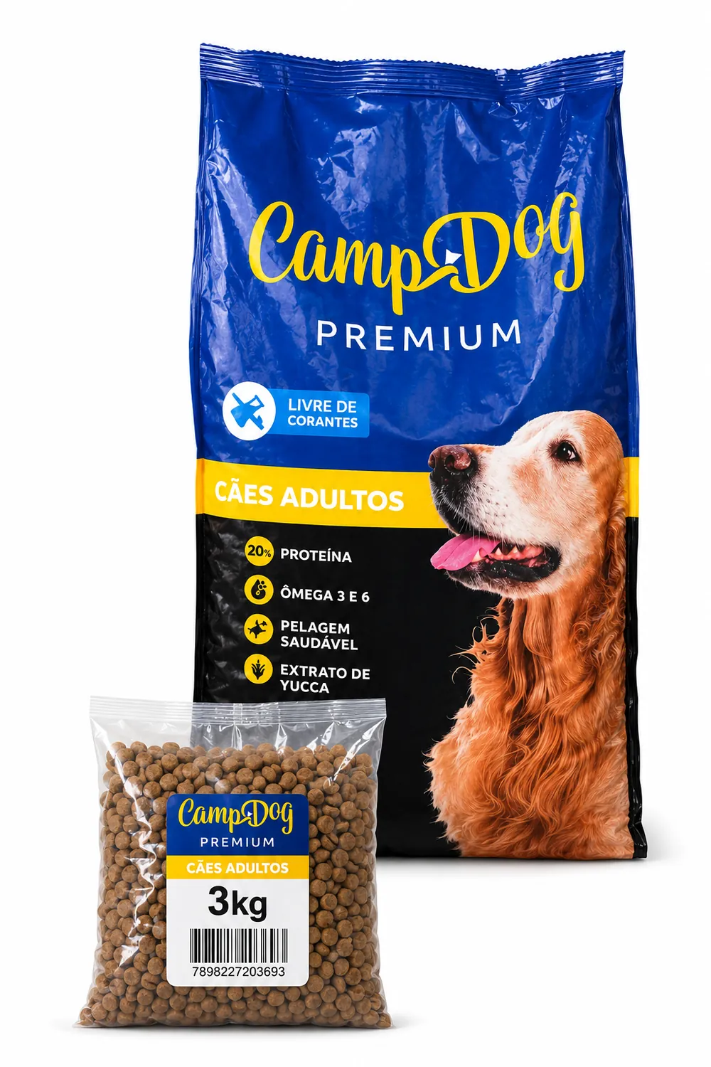 RAÇÃO PARA CACHORRO CAMP DOG PREMIUM ADULTO PACOTE COM 3 KG PESADO EM LOJA