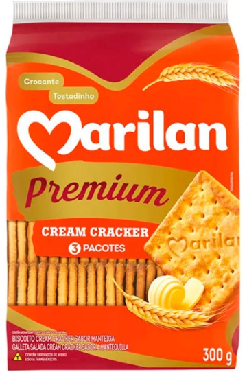 BISCOITO CREAM CRACKER MANTEIGA MARILAN PREMIUM PACOTE 300G 0