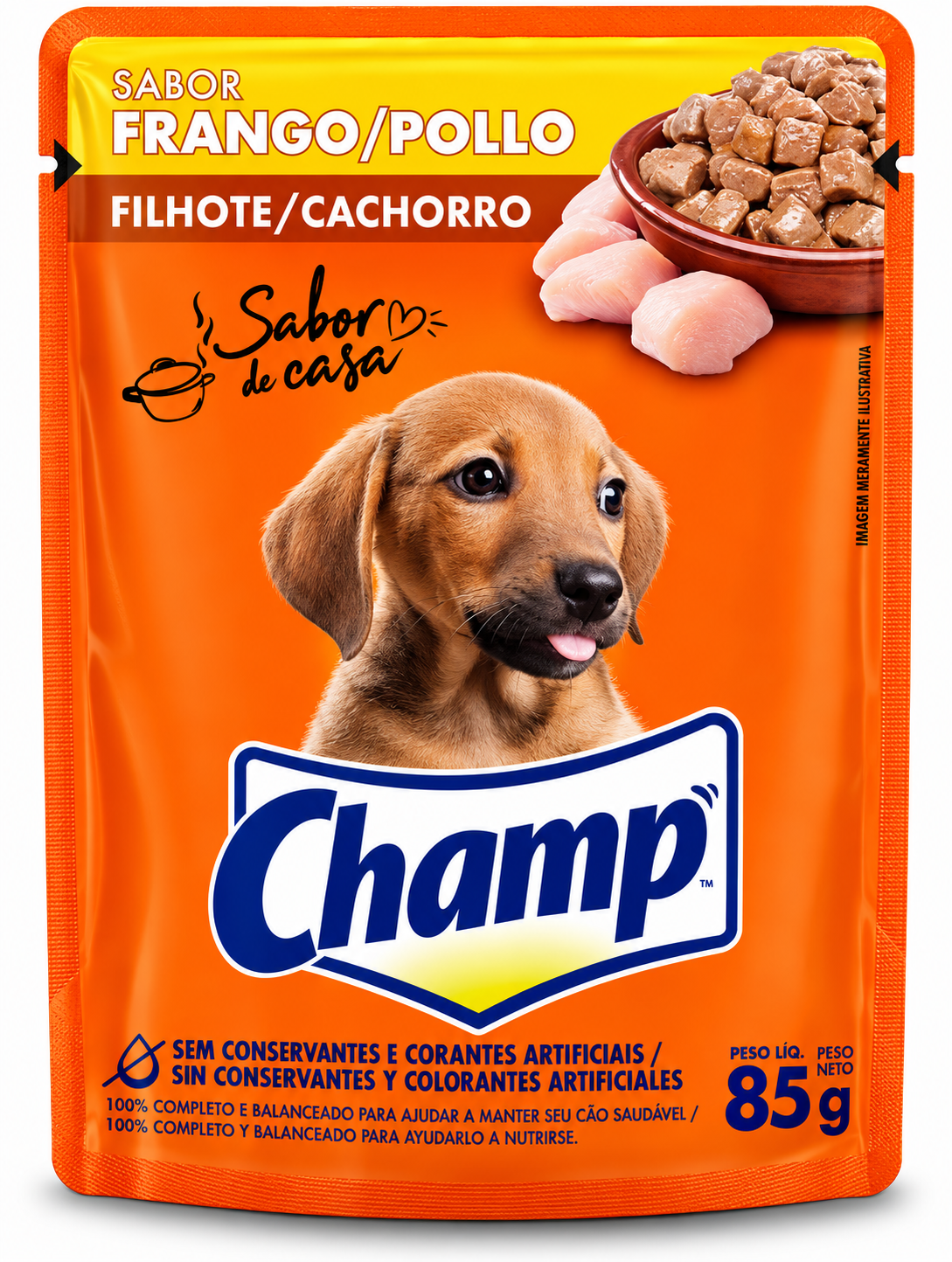 RAÇÃO CHAMP FILHOTE FRANGO SACHÊ 85G