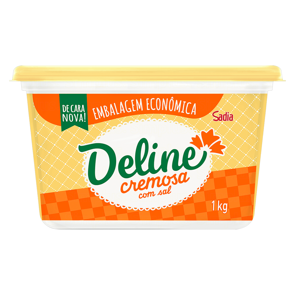 MARGARINA CREMOSA COM SAL DELINE POTE 1KG EMBALAGEM ECONÔMICA
