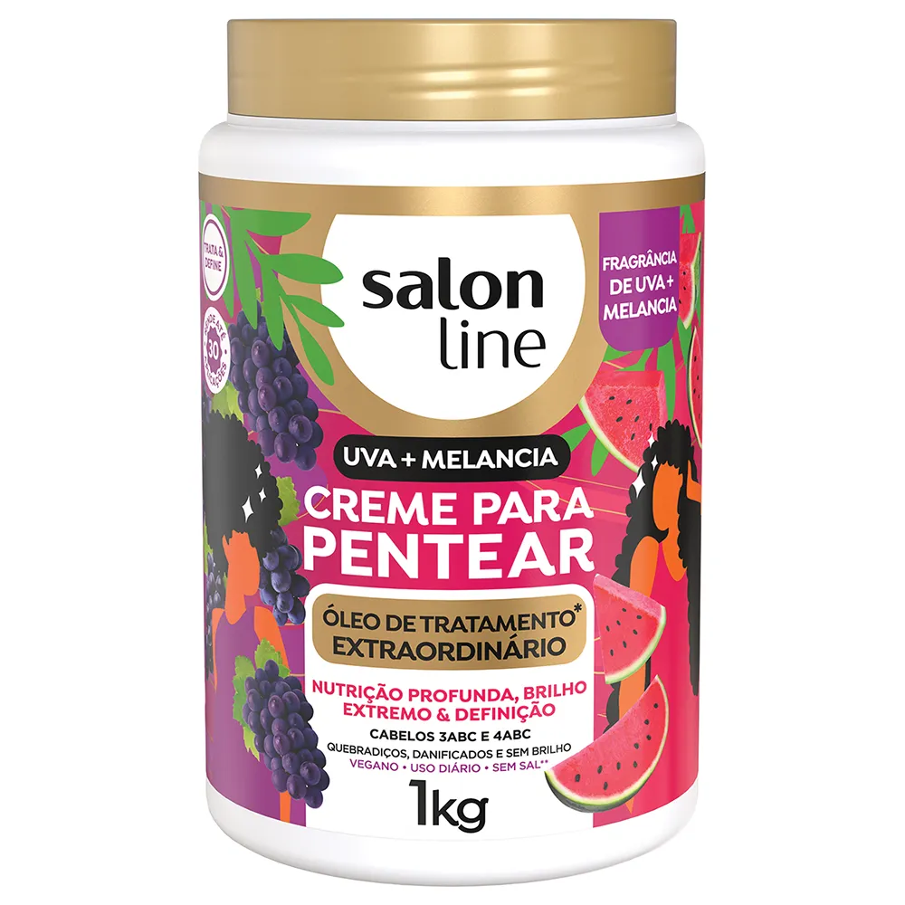 CREME PARA PENTEAR SALON LINE ÓLEO EXTRAORDINARIO UVA+ MELANCIA 1KG