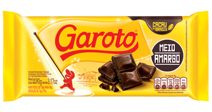 CHOCOLATE MEIO AMARGO GAROTO PACOTE 80G 0