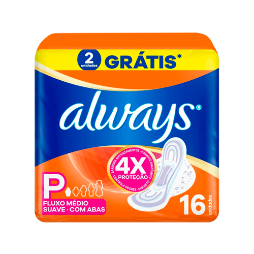 ABSORVENTE ALWAYS DIA ULTRA SUAVE COM ABAS LEVE 16 PAGUE 14