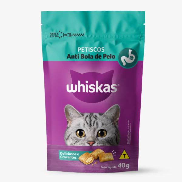 PETISCO PARA GATOS WHISKAS ANTIBOLA DE PELO POUCH 40G 0