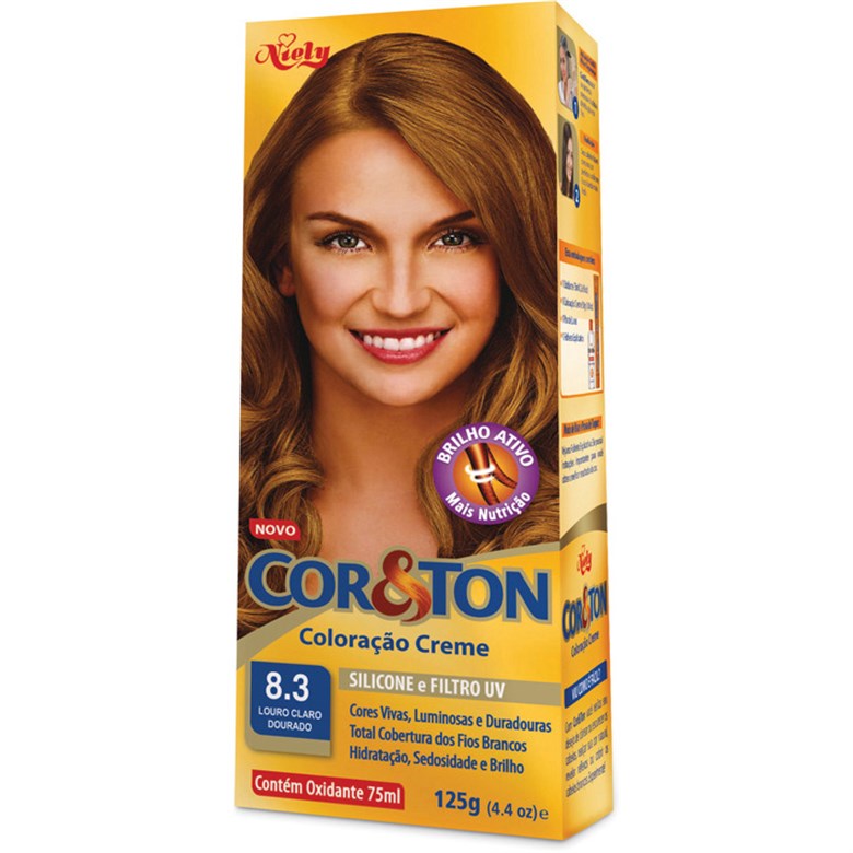 TINTA DE CABELO PERMANENTE COR&TON NIELY - 8.3 LOURO CLARO DOURADO