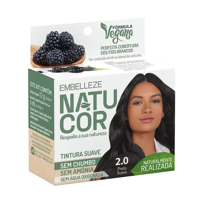 TINTURA PERMANENTE NATUCOR 24G 2.0 PRETO SUAVE AMORA PRETA UNIT 0