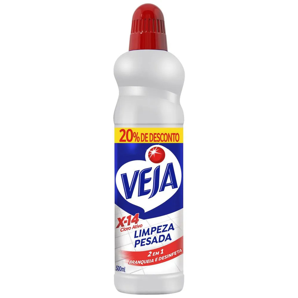LIMPADOR LIMPEZA PESADA VEJA X-14 FRASCO 500ML GRÁTIS 20% DE DESCONTO