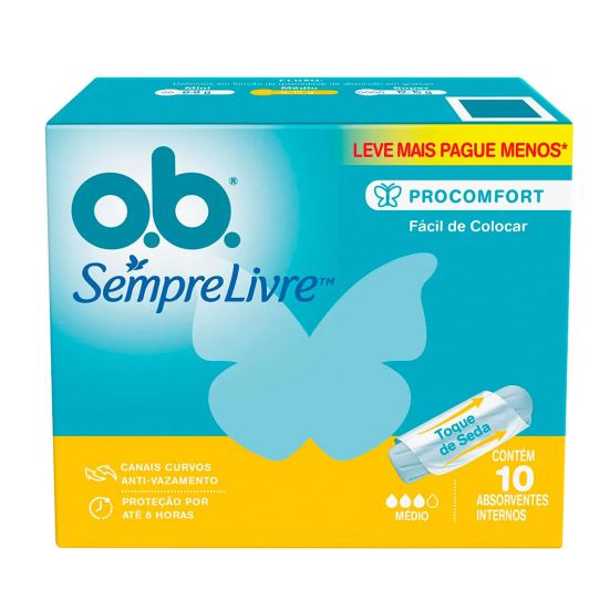 ABSORVENTE INTERNO O.B. SEMPRE LIVRE PRO COMFORT MÉDIO CAIXA 10 UNIDADES LEVE MAIS PAGUE MENOS 0