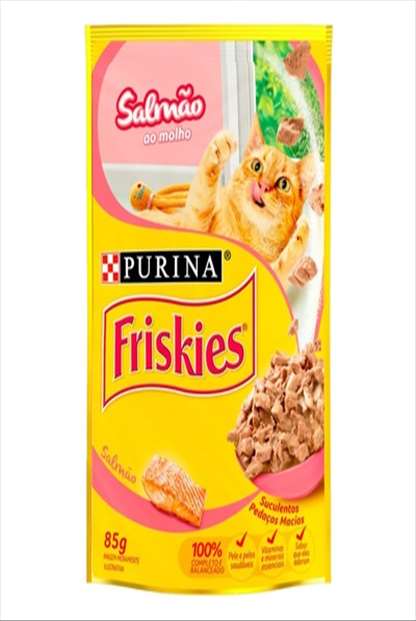 ALIMENTO PARA GATOS ADULTOS SALMÃO AO MOLHO PURINA FRISKIES SACHÊ 85G 0
