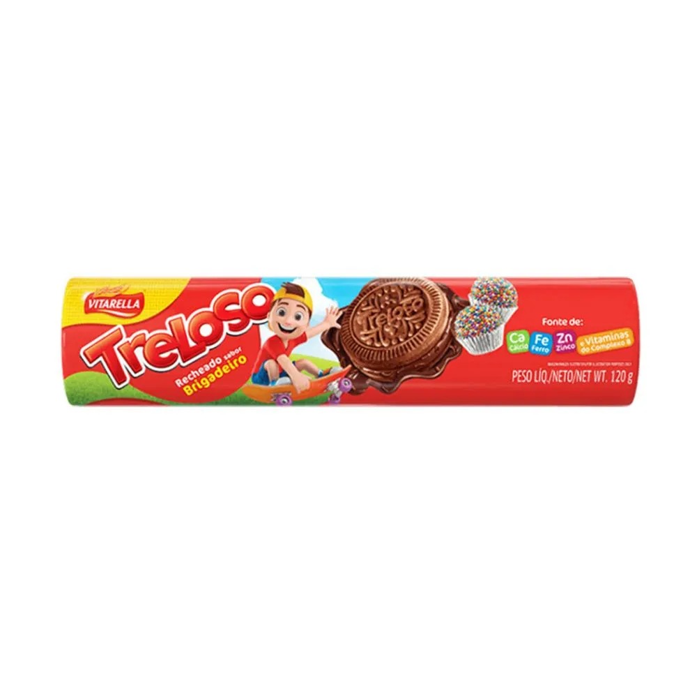 BISCOITO RECHEIO BRIGADEIRO VITARELLA TRELOSO PACOTE 120G