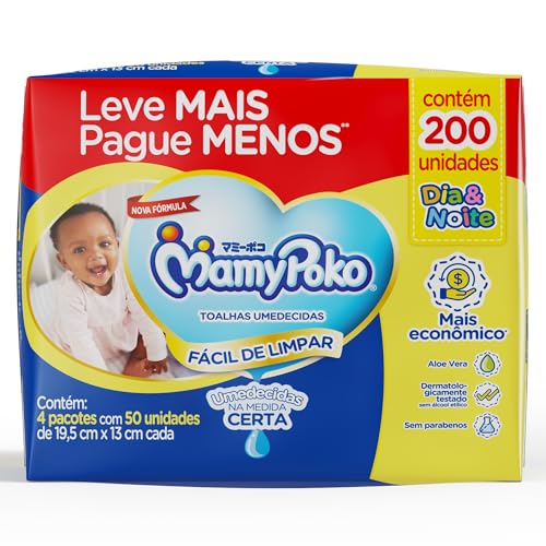 PACK TOALHA UMEDECIDA BEBÊ MACIA MAMYPOKO DIA&NOITE PACOTE 4 UNIDADES LEVE MAIS PAGUE MENOS