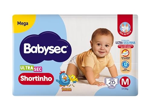 FRALDA DESCARTÁVEL SHORTINHO BABYSEC ULTRA SEC M MEGAPACOTE 26 UNIDADES 0