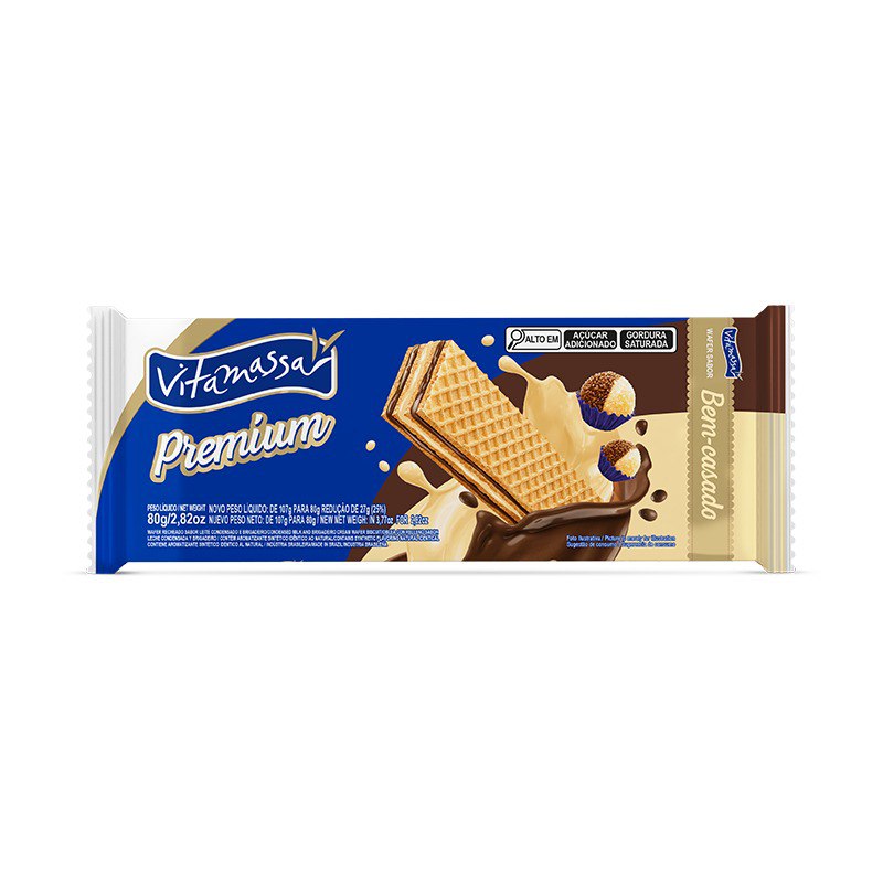 BISCOITO WAFER PREMIUM BEM CASADO VITAMASSA 80G