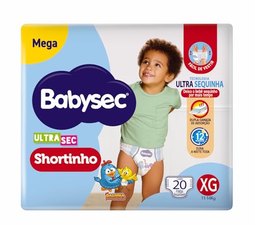 FRALDA DESCARTÁVEL INFANTIL SHORTINHO BABYSEC ULTRA SEC XG MEGAPACOTE 20 UNIDADES