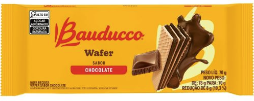 BISCOITO WAFER RECHEIO CHOCOLATE BAUDUCCO PACOTE 70G