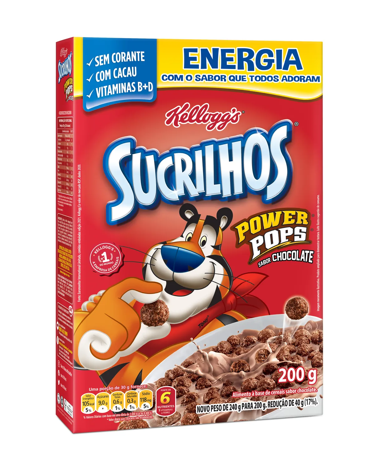 CEREAL MATINAL CHOCOLATE KELLOGGS SUCRILHOS POWER POPS CAIXA 200G 0
