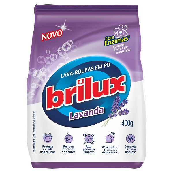 DETERGENTE EM PÓ BRILUX 400G LAVANDA — imagem 1