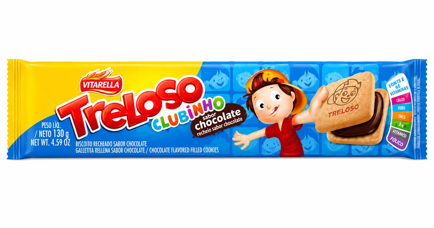 BISCOITO RECHEADO TRELOSO CLUBINHO CHOCOLATE 130G