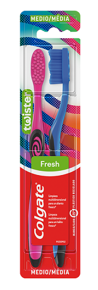 ESCOVA DENTAL MÉDIA COLGATE COLORS CABEÇA COMPACTA 2 UNIDADES 0