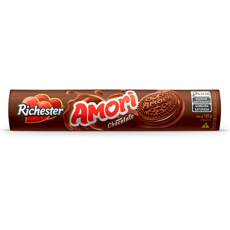 BISCOITO CHOCOLATE RECHEIO CHOCOLATE RICHESTER AMORI PACOTE 125G 0