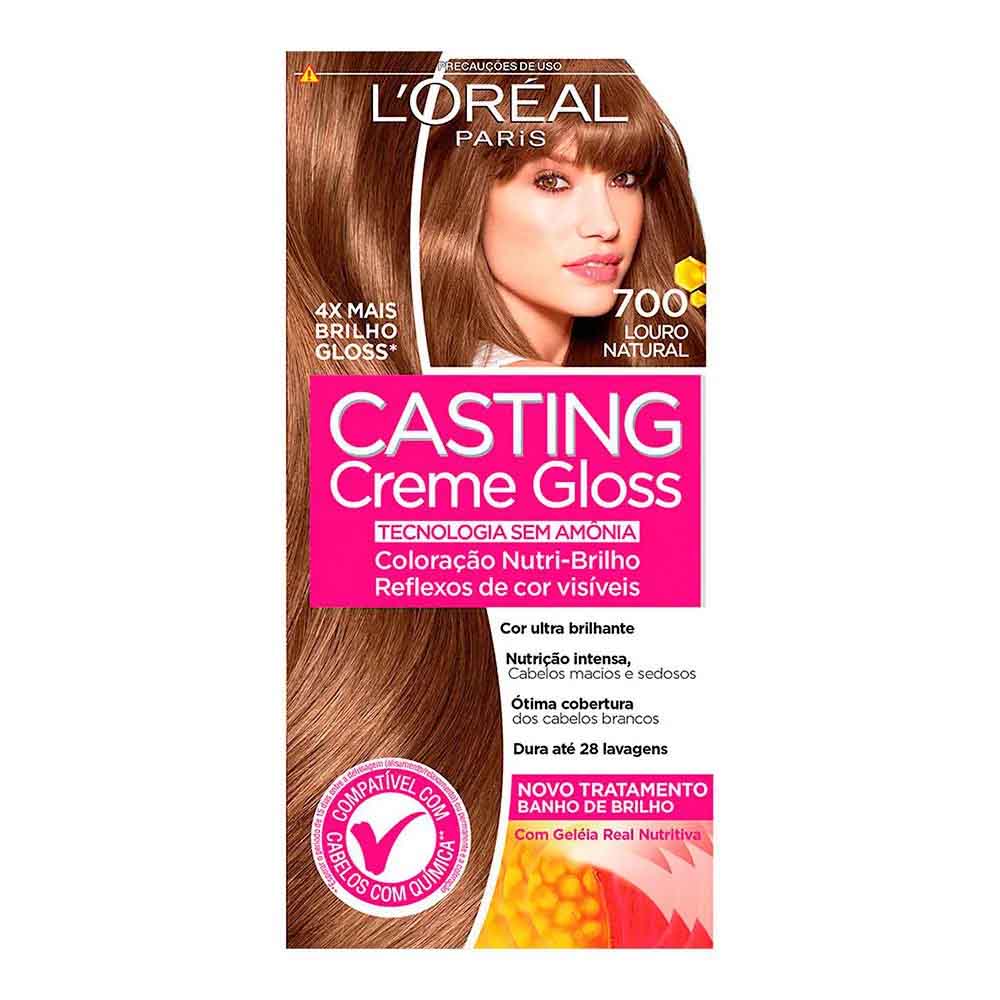 KIT COLORAÇÃO CREME 700 LOURO NATURAL LORÉAL PARIS CASTING GLOSS 0