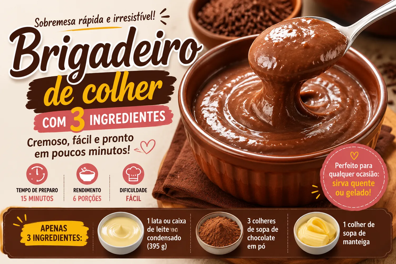 Brigadeiro de Colher com 3 Ingredientes